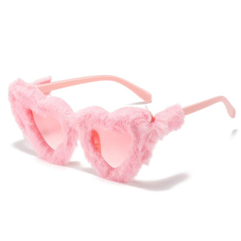 Venta al por mayor PC Christmas Plush Heart Gafas de sol